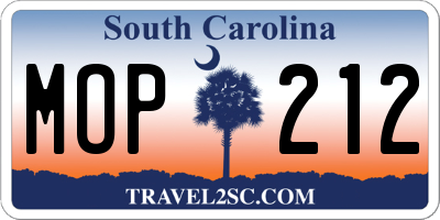 SC license plate MOP212