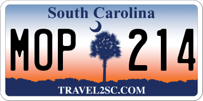 SC license plate MOP214