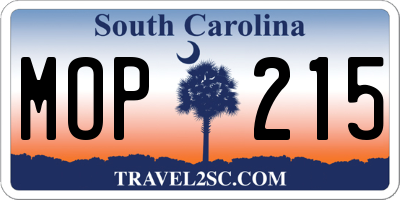 SC license plate MOP215