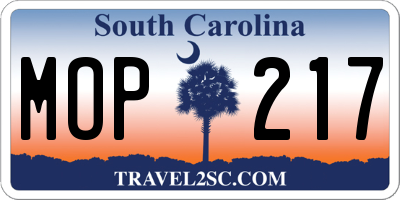 SC license plate MOP217