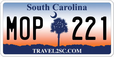 SC license plate MOP221