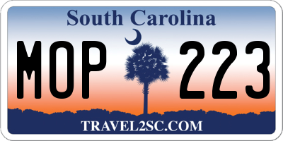 SC license plate MOP223