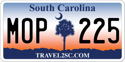 SC license plate MOP225