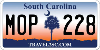 SC license plate MOP228
