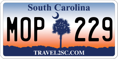 SC license plate MOP229