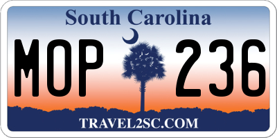 SC license plate MOP236