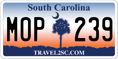 SC license plate MOP239