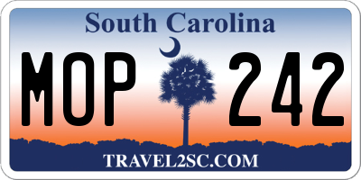 SC license plate MOP242