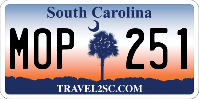 SC license plate MOP251
