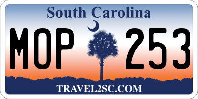SC license plate MOP253