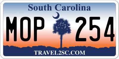 SC license plate MOP254