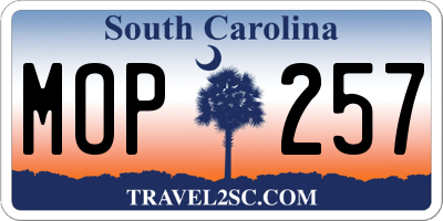 SC license plate MOP257