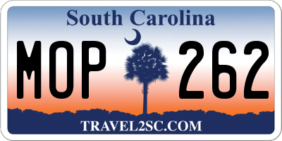 SC license plate MOP262
