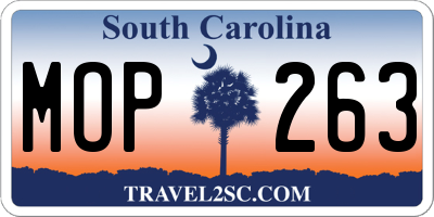 SC license plate MOP263