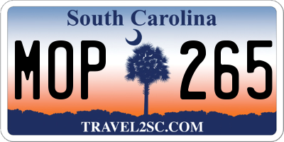 SC license plate MOP265