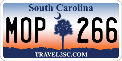 SC license plate MOP266