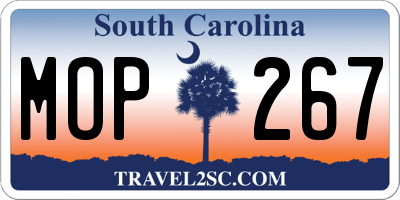 SC license plate MOP267