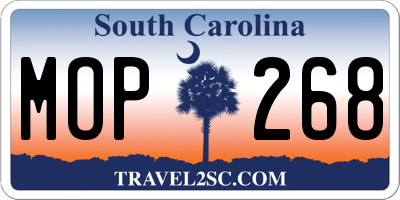 SC license plate MOP268