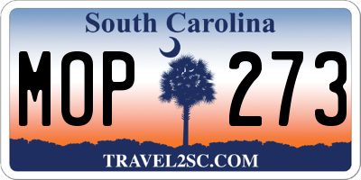 SC license plate MOP273
