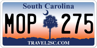 SC license plate MOP275
