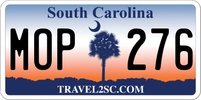 SC license plate MOP276