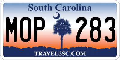SC license plate MOP283