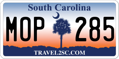 SC license plate MOP285