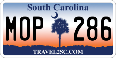 SC license plate MOP286