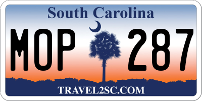 SC license plate MOP287
