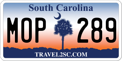 SC license plate MOP289