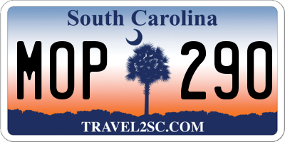 SC license plate MOP290