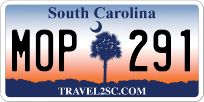 SC license plate MOP291