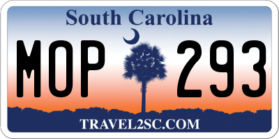 SC license plate MOP293