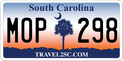 SC license plate MOP298