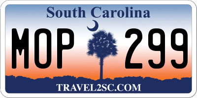 SC license plate MOP299