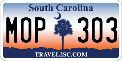 SC license plate MOP303