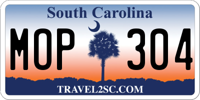 SC license plate MOP304