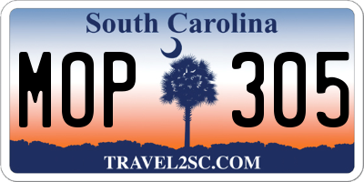 SC license plate MOP305