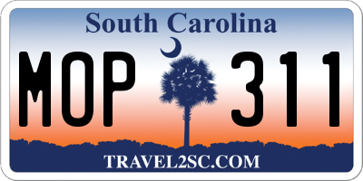 SC license plate MOP311