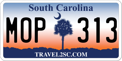 SC license plate MOP313