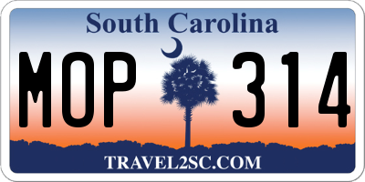 SC license plate MOP314