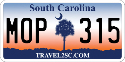 SC license plate MOP315