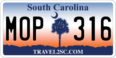 SC license plate MOP316