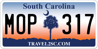 SC license plate MOP317