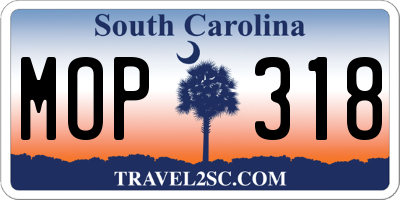 SC license plate MOP318