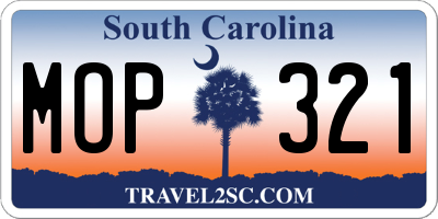 SC license plate MOP321
