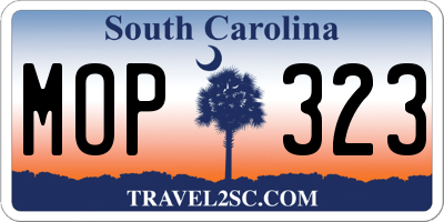 SC license plate MOP323
