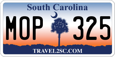 SC license plate MOP325