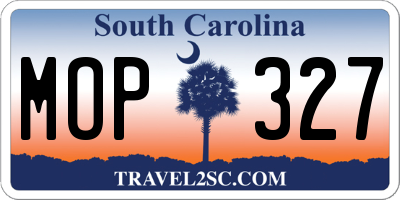 SC license plate MOP327