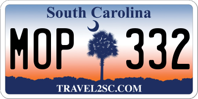 SC license plate MOP332
